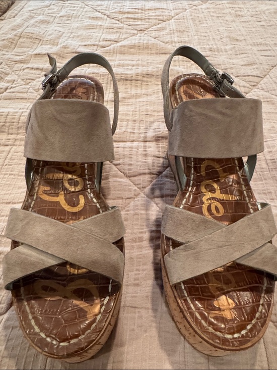 Sam Edelman Shoes - Sam Edelman Gray Suede Crisscross Wedge Sandals